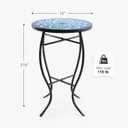 VONLUCE Mosaic Side Table and Plant Stand, 21" Round End Table with 14" Ceramic Tile Top, Indoor & Outdoor Accent Table, Porch Patio Furniture, Entryway & Coffee Table for Home & Garden, Blue Mandala