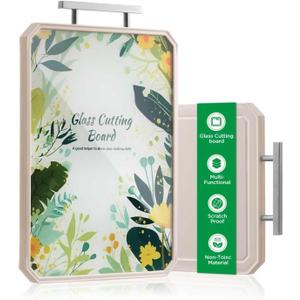 Glass Cutting Board,Double Sided Tempered glass cutting boards for Kitchen for Chopping Meat,Vegetables,Fruits,Cheese,Non toxic,Heat Resistant,Scratch-Resistant,Dishwasher Safe,Large Size 16"x11"