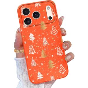 TURYXIA Christmas Case for iPhone 17 Pro, for iPhone 17 Pro Case for Women Girls Girly, Glitter Sparkly Cute Christmas Soft Phone Cover, Christmas Tree
