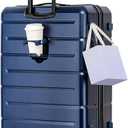 KYME Hardside Expandable Carry On Luggage 22x14x9 Airline Approved 20 Inch Hardshell Carry On Suitcase with Wheels TSA Lock Small Travel Rolling Luggage with Cup Holder for Women Men Navy
