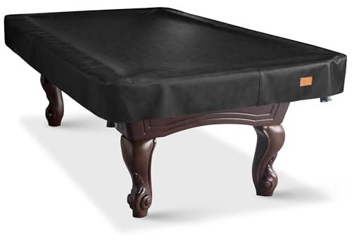 BEARCOVER Heavy Duty Leatherette Billiard Pool Table Cover, Waterproof & Tearproof Cover for Pool Table 7/8/9FT (Black/Faux Lambskin, 8FT-(100"LX 56"WX 8“H))