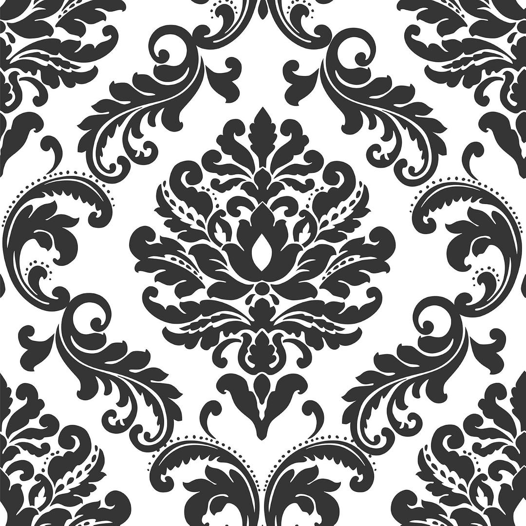NuWallpaper Ariel Black and White Damask Peel and Stick Wallpaper, Removable Wallpaper, 20.5 in x 18 ft