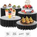 4 Pack Buffet Risers Food Risers for Buffet Table Acrylic Risers Display Stands Tall Cake Stands Cylinder Stands for Party Pedestal Cake Stand Dessert Table Display Set Cupcake Stands Cupcake Display (black, 4)