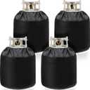 Nuenen 4 Pcs Propane Tank Cover 33 lb Propane Cylinder Cover 12 x 23 Inch Heavy Duty Waterproof Reliable Weather Resistant Rv Gas Cylinder Storage Pocket for Outdoor Grill Accessories Black