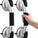 TAILI Grab Bars for Bathtubs and Showers,2 Pack Shower Handles for Elderly Suction, Maximum 330lbs, Shower Bar with Upgraded Rubber Suction Cups, Safety Grip for Senior, No Drilling Removable, Silver