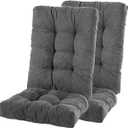 Rocking Chair Cushion, Premium Corduroy Seat and Back Cushion with Ties, Suitable for Indoor/Outdoor Rocker, Pack of 2, Grey