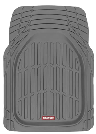 Motor Trend 1 Piece Front Car Floor Mats- Gray FlexTough Contour Liners-Deep Dish Heavy Duty Rubber Floor Mats for Car SUV Truck & Van-All Weather Protection, Universal Trim to Fit (30"L x 21.5"W x 1"Th, Grey)