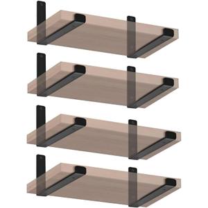 8 Pack - 11.25" L x 6" H x 1.5" W J Lip Shelf Brackets Rustic Farmhouse Iron Wall Floating Shelf Bracket Metal Shelf Bracket Industrial Shelf Supports with Screws Black