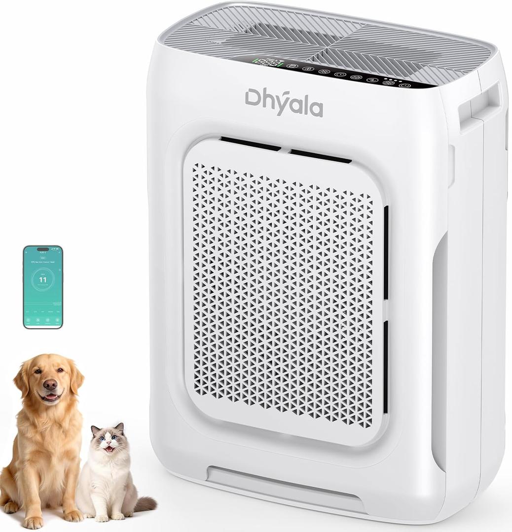Air Purifier for Home Large Room up to 3000Ft², HEPA Air Purifier with Washable Double-Sided Filters, Smart WiFi, AQI Display, Air Cleaner for Pets, Allergies, Dust, Pollen, 15dB Sleep Mode, Fragrance