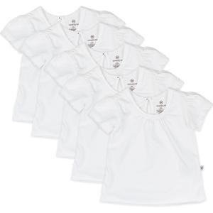 HonestBaby Baby-Girls Multipack Puff Sleeve T-Shirts 100% Organic Cotton Baby, Toddler, Little Kid, Girl, 6-9 Months, Bright White
