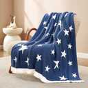 Snuggle Sac American Star Patriotic Throw Blanket Blue, July 4th Blanket Ultra Soft Cozy Throw Blanket for Couch,Sofa, Bed, Living Room, Blue,50x60 inches