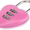 Pink Love Heart Shape Combination Padlock, Mini 3-Digit Password Resettable Code Locker Lock for Locker Hardware Padlocks and Hasps Combination Locks
