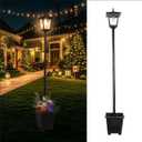 59" Solar Lamp Post with Planter 2-in-1, Solar Post Lights Outdoor Waterproof, Dusk to dawn Warm Yellow Lights, Outdoor Planter for Real or Fake Flowers, Solar Lights for Lawn, Patio, Front/Back Door
