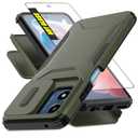 AWZHYDT for Motorola Moto G Play 5G 2024 Case,Moto G 5G 2024 Case | with 1 HD Screen Protector & Slide Camera Cover [2 in 1] Heavy Duty Rugged Shockproof Protective Cover (Pine Green)