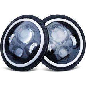 7 Inch Round Headlights DOT Approved Brighter Jeep LED Headlight Amber Halo Hi/Low Sealed Beam H6024 LED Headlight Compatible With Ford Chevy Miata Jeep Wrangler JK TJ LJ CJ Hummer H1 H2 etc