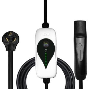 Tesla Model Y/3/S/X Portable EV Charger Level 2, 32Amp, 90-260V, 7KW, Charging Cable with NEMA 10-30 Male Plug Home Charging, Ev Charge Station Charge Gun, with Cable and Connector