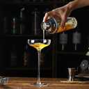 Cocktail Coupe Glasses, Long Stem, Hand Blown, 8 oz, Set of 4, Clear, 8.46 inches tall and 4.13 inches wide at the rim