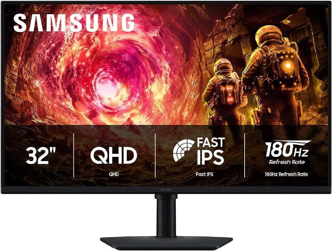 Samsung 32 Odyssey G5 G50F QHD Resolution Gaming Monitor, 180Hz Refresh Rate, Fast IPS Panel, HDR10, NVIDIA G-Sync Compatible, 1ms Response Time (GtG), AMD FreeSync, Adjustable Stand, LS32FG502ENXZA