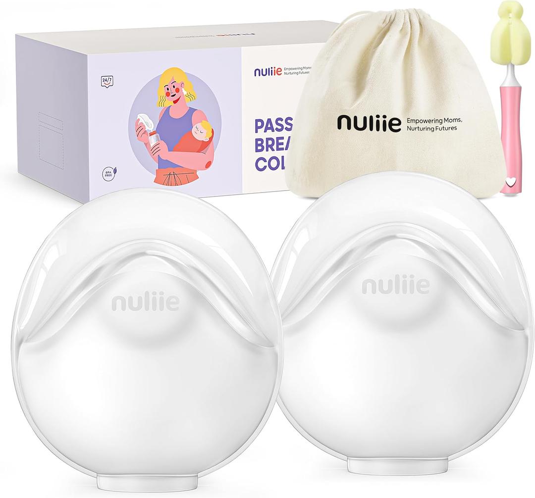 Nuliie 2 PCS Silicone Breast Milk Collectors for Breastfeeding Leak-Proof, 3oz/90ml Portable Milk Catcher, BPA-Free Soft Breast Shell, Wearable Manual Breast Pump for Newborns Essentials (White)