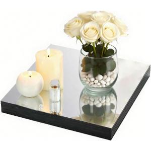 12 Pack Square Mirror Centerpieces for Tables Decorations, 12" Acrylic Square Mirror Tray Candle Plate 2mm Thickness Mirror Centerpiece Table Decorations for Wedding Decorations Party, Wall Decor