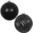 6in Large Christmas Ornaments Shatterproof Christmas Ball Ornaments Giant Hanging Balls MercuryDecorations for Holiday(Black,2pc)