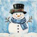 Winter Bath Rug Lovely Blue Snowman Bath Mat 20x32 Inch Snowflakes Bathroom Plush Rug Non Slip Absorbent Holiday Doormat for Bathroom Entryway Living Room (1'8" x 2'8" (Rectangular))