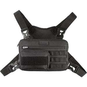 Fitdom Tactical Inspired Lightweight Running Chest Pack For Men With Built-In Phone Holder. A Sports Utility Rig Vest Made For Workouts And Outdoor