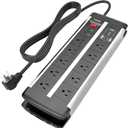 10-Outlet Surge Protector Power Strip with 20W PD USB C and 2 USB A Ports, Widely Spaced Dual-Row, 6.6ft Heavy Duty Extension Cord, 15A/1875W UL Listed Wall Mountable for Desk Accessories