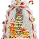 Christmas Gingerbread Water Globe - 9.5" Snow Globe with Lights & Music, Gingerbread Man & Christmas Tree Scene, Battery Operated Musical Water Globe for Indoor Tabletop Decor Gift