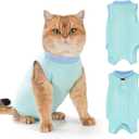 Avont Cat Recovery Suit for Surgery, Breathable Anti-Licking Onesie for Kittens, Surgical Post-Operative Protective Bodysuit, Comfortable Alternative to E-Collar -Mint (L)
