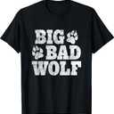 Big Bad Wolf Shirt Halloween Costume Outfit Girls Boys Gift T-Shirt, L, Black