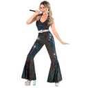 Womens Disco Queen Costume 70s Dancing Diva Go Go Girl Jumpsuit XS