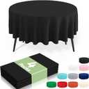 3 x misaya 4 Packs Disposable Table Cloth, 84" Round Waterproof Tablecloth, Leakproof & Sturdy Decorative Table Covers for Picnic and Outdoor, Black