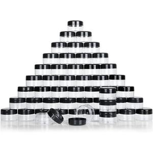 100 Pieces Sample Empty Containers, 20g Clear Cosmetic Container Jars with Lids, Plastic Pot Makeup Jars for Cosmetics, Cream, Lip Balm, Lip Scrub, Ointments-Leak Proof