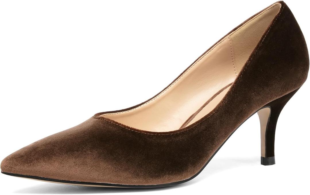 NEWBELLA Pointed Toe Kitten Heels for Women, Closed-Toe Low Heel Pumps, Comfortable Work Shoes for Business Casual and Formal Occasions