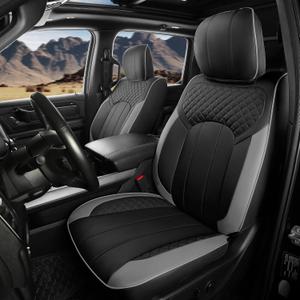 Seat Covers for Dodge Ram 2026 2025 2024 2023 2022 2021 2020 2019 1500 Crew Cab, Leather Seat Cover Big Horn Lone Star Rebel,Black Grey