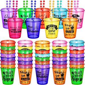 27 Pcs Shot Glass Necklaces Cups Bulk Plastic Shot Glass on Beaded Necklace Naughty for Adults and Teens Birthday Gifts Wedding Halloween Party Supplies