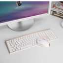 Wireless Keyboard and Mouse, Vssoplor Rechargeable Quiet Full-Size Keyboard and Mouse Combo Set Ultra Slim Design for Laptop, PC, Notebook, Desktop-White and Gold