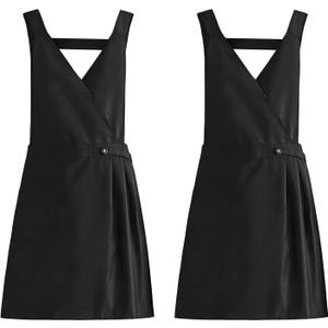 Vintage Apron Dress for Women with Pockets Fashion Cute Art Chef Aprons for Kitchen Cooking Baking Gardening (Black,black)