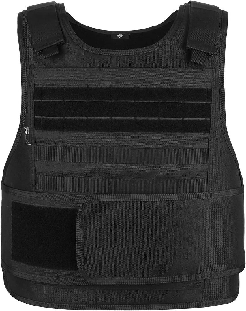 MGFLASHFORCE Tactical Vest for Men, Security Police Airsoft Vest (Black)