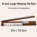 Majlux Mahjong Racks with Pushers Set of 4 for American Mahjong, 21 Inch Wooden Tile Holders with Metal Handles and Side Stoppers, Gift for Women, Seniors, Family Game Nights