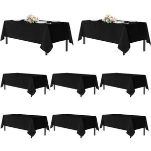 sancua Black Tablecloths for 6 Foot Rectangle Tables, 8 Pack - Washable Polyester Fabric Table Cloth, Reusable Table Covers for Wedding Party, Birthday, Banquet Reception, 54x108 Inch