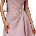 DRESSTELLS Cocktail Dresses for Women 2025 Semi Formal Wedding Guest Bridesmaid Aline Ruched Holiday Fit Flare Evening Party Dress Blush M