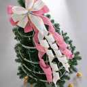 Pink Easter Bunny Burlap Bow, Large 13x53 Inch Large Easter Wreath Bow, Handmade Durable Easter Decoration for Indoor Outdoor Wall Door Tree Fireplace Fence DIY Crafts (Easter Rabbit)