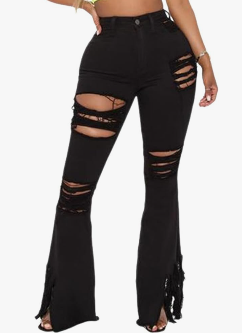 Skinny Ripped Bell Bottom Jeans for Women Classic High Waisted Flared Jean Pants XL