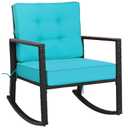 Spaco Patio Rattan Rocker, Lounge Patio Rocking Chair, Outdoor Glider Rocking Chair Cushion Lawn for Porch,Backyard,Indoor and Garden, Turquoise