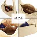 Small Puffer Crescent Underarm Shoulder Bag for Women, Nylon Quilted Purses Handbags with Adjustable Strap, Khaki