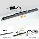 24Inch Picture Lights Battery Powered 6000mAh -3 Pack Black Wireless Remote Control Sconces for Gallery, Living Room, Museum & Large Wall Art