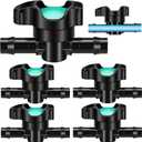 Geelin 5 Pcs 1/2 Inch Barbed Ball Valve 13 mm Inline Shut Off Ball Valve for 1/2 Inch Drip Irrigation Tubing Drip System Parts for Irrigation and Aquariums