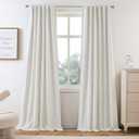 DriftAway 100% Blackout Natural Cream Linen Curtains for Bedroom 84 Inches Long Double Layer Drape Farmhouse Thermal Insulated 3 Inch Rod Pocket Back Tab Full Light Blocking 2 Panels for Living Room